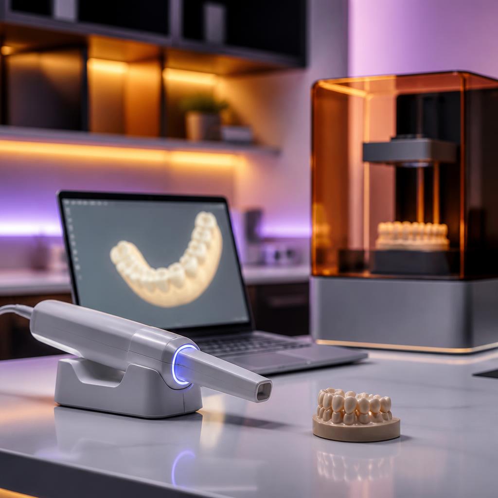 Scanner intraoral e impressora 3D no laboratório digital da Clínica Jardim Avelino